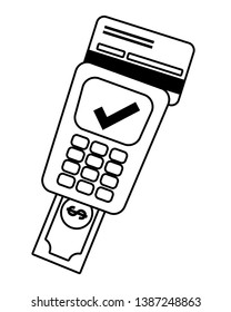 Banking dataphone operation service black and white