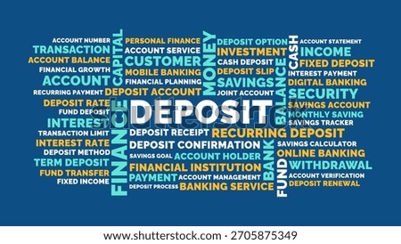Banking Deposit Word Cloud Concept. Bank Account Deposit Word Cloud.