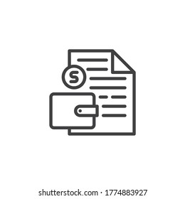 Banking document line icon. linear style sign for mobile concept and web design. Money wallet and invoice outline vector icon. Symbol, logo illustration. Vector graphics