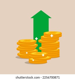 Banking economy. Currency financial with growth investment  cash. Modern vector illustration in flat style.