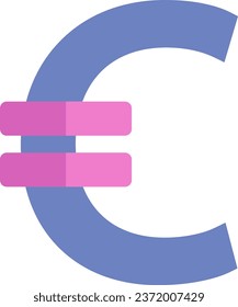 Banking euro, illustration or icon, vector on white background.