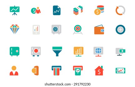 Banking and Finance Colored Vector Icons