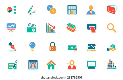 Banking and Finance Colored Vector Icons