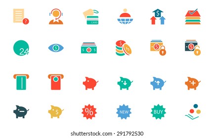 Banking and Finance Colored Vector Icons