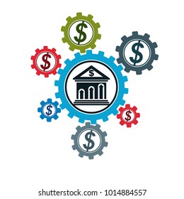 Banking and Finance conceptual logo, unique vector symbol. Banking system. The Global Financial System. Circulation of Money.
