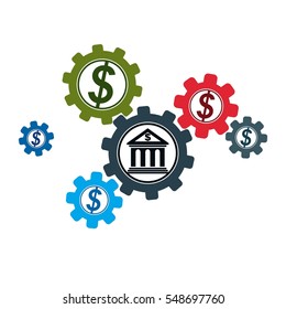 Banking And Finance Conceptual Logo, Unique Vector Symbol. Banking System. The Global Financial System. Circulation Of Money.