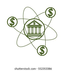 Banking And Finance Conceptual Logo, Unique Vector Symbol. Banking System. The Global Financial System. Circulation Of Money.