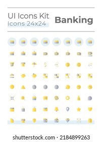 Banca y financia el color de gradiente plano ui iconos conjuntos. Operaciones con tarjeta de crédito. Dinero y moneda. Pictogramas RGB aislados por vectores. GUI, UX diseño para web, móvil. Montserrat Negrita, fuentes ligeras usadas