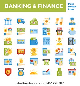 Banking and finance flat icon base on pixel perfect 64px. vector illustration