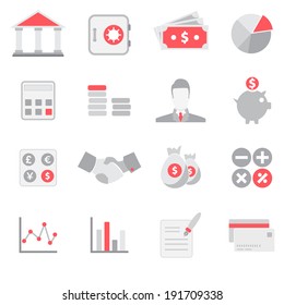 Banking And Finance Flat Icon Set