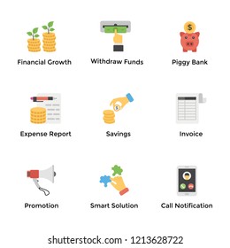 Banking and Finance Flat Icons Set