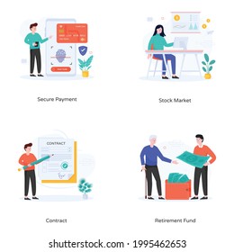 Vector de iluminación plana de banca y finanzas 