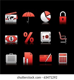 Banking and Finance icon set 16 - White and Red Series.  Vector EPS 8 format, easy to edit.