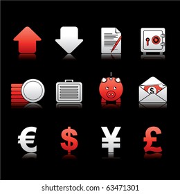 Banking and Finance icon set 18 - White and Red Series.  Vector EPS 8 format, easy to edit.