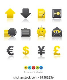 Banking and Finance icon set 18 - Multi Color Series.  Icon set in EPS 8 format with high resolution JPEG EPS file contains five color variations in different layers