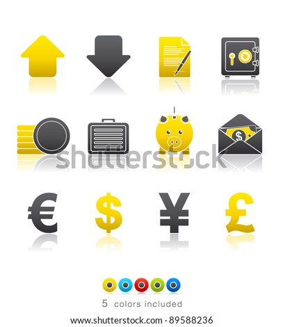 Banking and Finance icon set 18 - Multi Color Series.  Icon set in EPS 8 format with high resolution JPEG EPS file contains five color variations in different layers