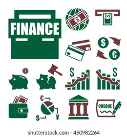 banking, finance icon set