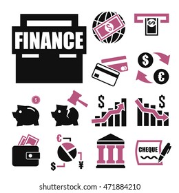 banking, finance icon set