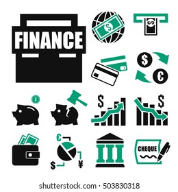 banking, finance icon set