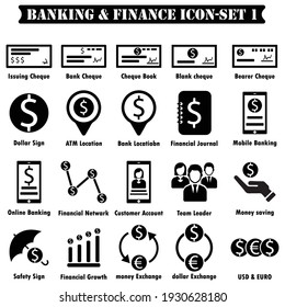 Banking and Finance icon set vector