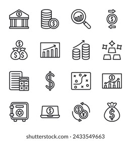 Banca y finanzas icono conjunto ilustración vectorial