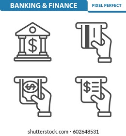 Banking & Finance Icons. Professional, pixel perfect icons optimized for both large and small resolutions. EPS 8 format. 5x size for preview.