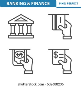 Banking & Finance Icons. Professional, pixel perfect icons optimized for both large and small resolutions. EPS 8 format. 5x size for preview.