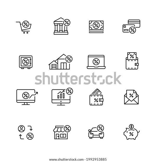Banking and finance icons set.\
Loan, investment and savings accounts. Pixel perfect editable\
stroke