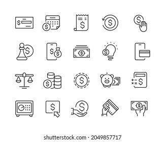 Banking and Finance Icons - Vector Line Icons. Editable Stroke. Vector Graphic