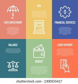 BANKING AND FINANCE LINE ICON SET