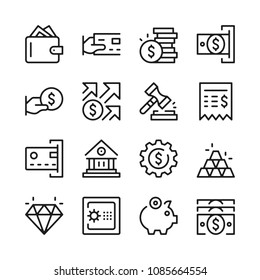 Banking and finance line icons set. Modern graphic design concepts, simple outline elements collection. Vector line icons