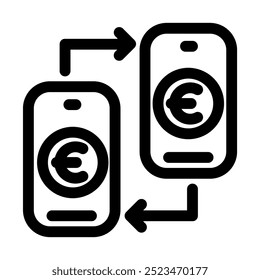 Transferencia móvil de banca y finanzas - icono limpio y moderno