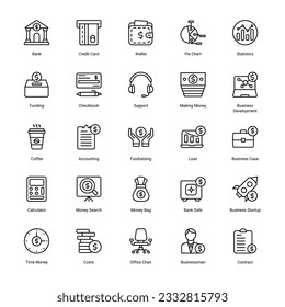 Banking  Finance modern line Icons Set designed collection. cash, saving, profit, money Vector illustration web and apps.