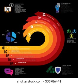 banking, finance, money & e-commerce related infographics vector. This graphic template also represents commercial business, statistics, security, data analysis & reports