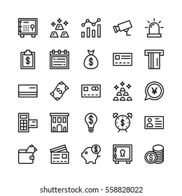 Banking and Finance Outline Vector Icons 2