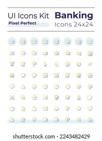 Banking and finance pixel perfect gradient linear ui icons set. Credit card operations. Line contour user interface symbols. Modern style pictograms. Vector isolated outline illustrations