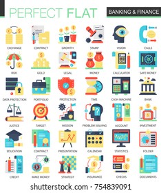 Banking and finance vector complex flat icon concept symbols for web infographic design.