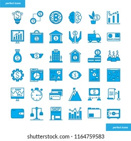 Banking and Financial Color Line Icons perfect pixel. Use for website, template,package, platform. Concept object UI,UX design.