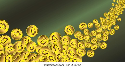 Banking. Financial flows. Bitcoins. Flying coins Money. Gold coins. Vector graphics