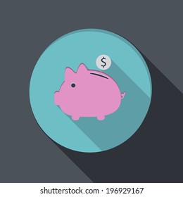 Banking Financial Icon in Flat Design for Web and Mobile