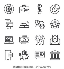 Conjunto de iconos bancarios y financieros