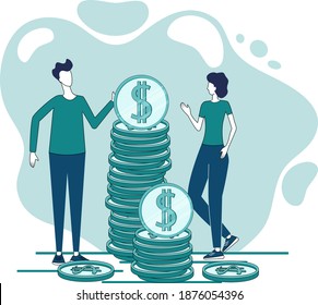 Banking and financial investments.Business finance and banking services.Investments and lending.Flat vector illustration.