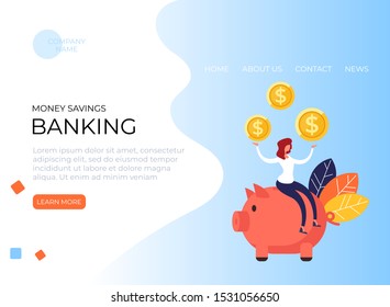 Banking financial web page banner poster vector graphic design illustration
