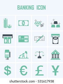 banking , flat vector mono symbols icons 
