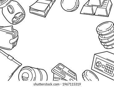 Banking frame with money icons. Business concept with finance items.