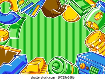 Banking frame with money icons. Business concept with finance items.