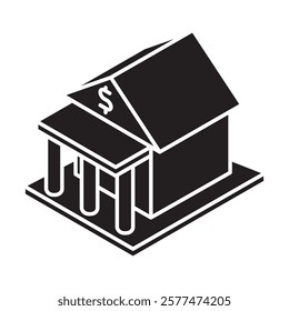 Banking glyph isometric 3D. use for modern concept, print, UI, UX kit, web and app development. Vector EPS 10, related to education, business, finance, investment.