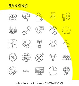 Banking Hand Drawn Icon for Web, Print and Mobile UX/UI Kit. Such as: World, Online, Shopping, Phone, Telephone, Chat, Phone, Mail, Pictogram Pack. - Vector
