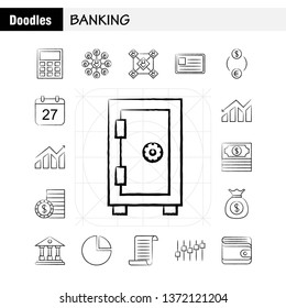 Banking Hand Drawn Icon for Web, Print and Mobile UX/UI Kit. Such as: Calc, Calculate, Calculator, Device, Operation, User, Users, Group, Pictogram Pack. - Vector
