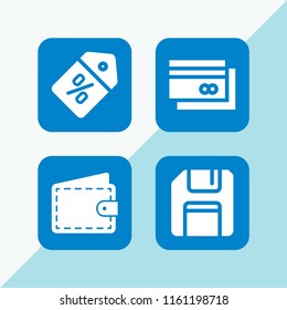banking icon. 4 banking set with discount, wallet, save and bank vector icons for web and mobile app